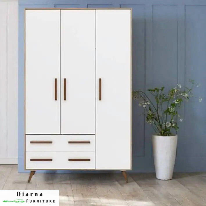 دولاب 130 سم - ابيض وبني