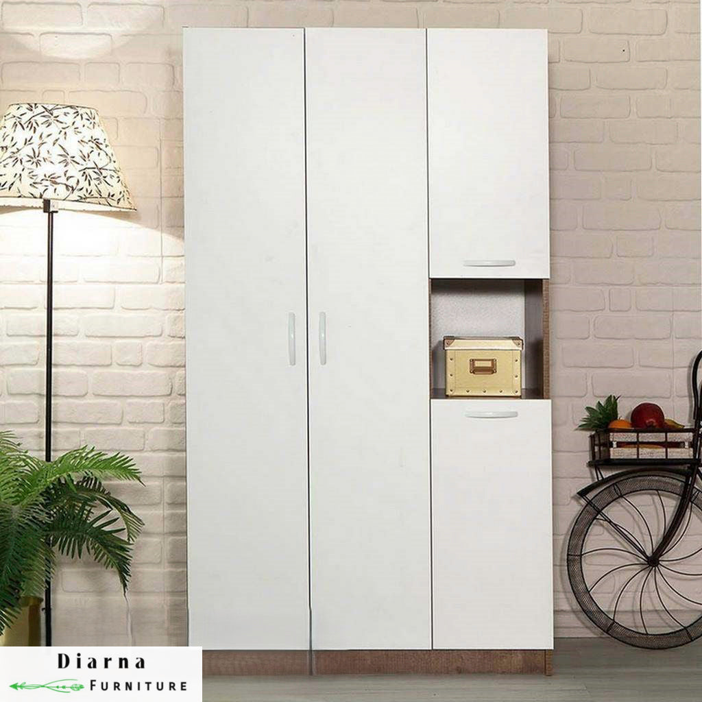 دولاب 98 سم - ابيض وبني