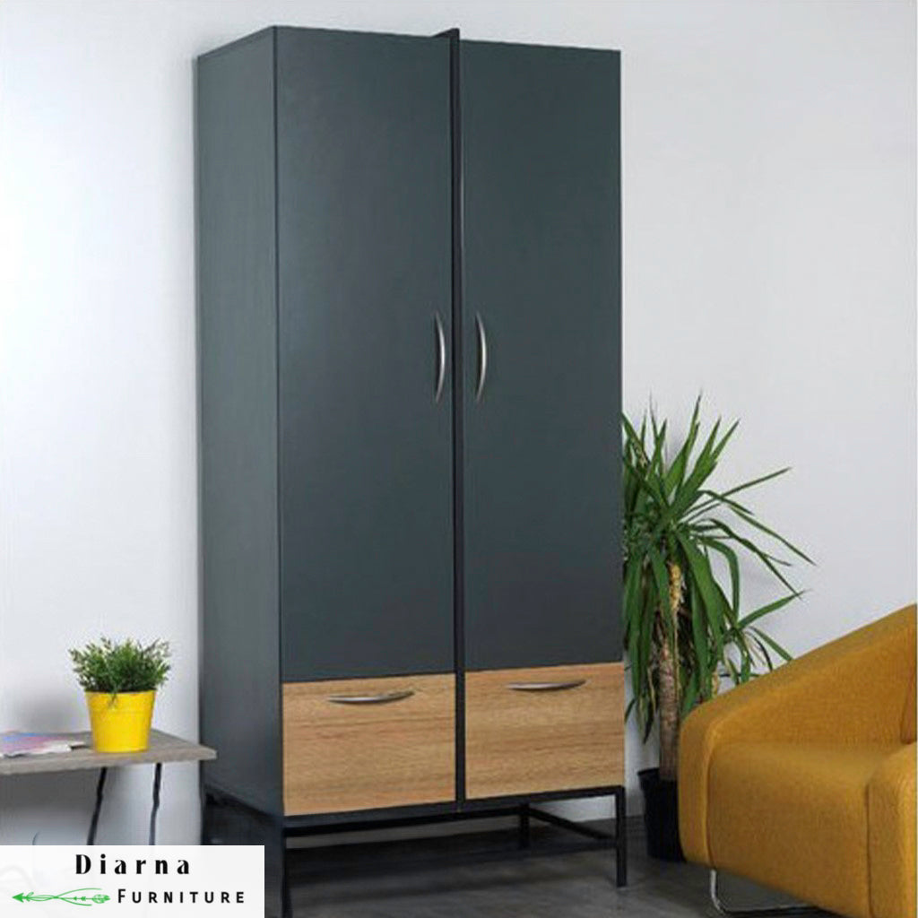 دولاب 90 سم - رمادي وبني