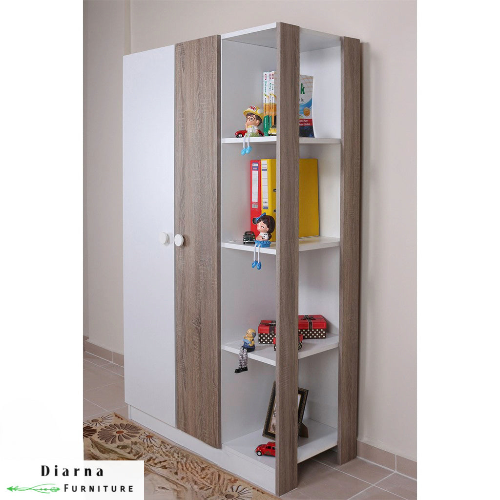 دولاب 100 سم - ابيض وبني