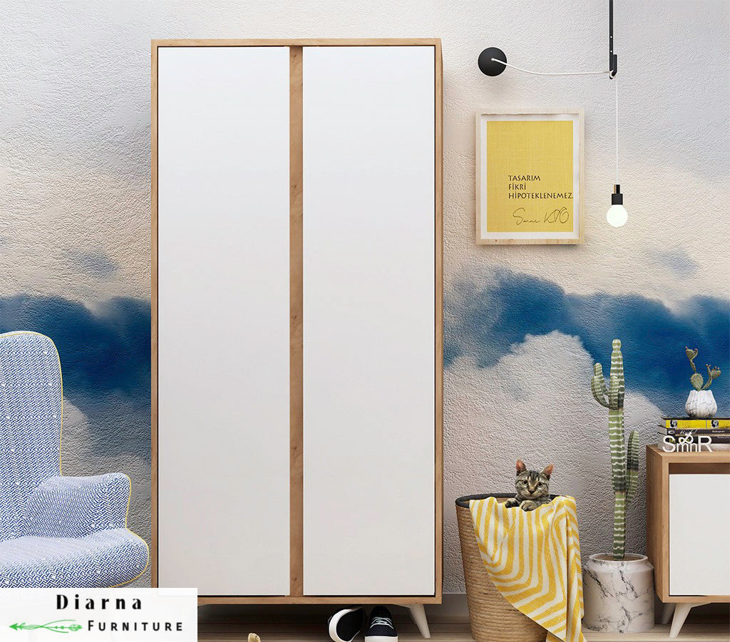 دولاب 100 سم - بيج وابيض