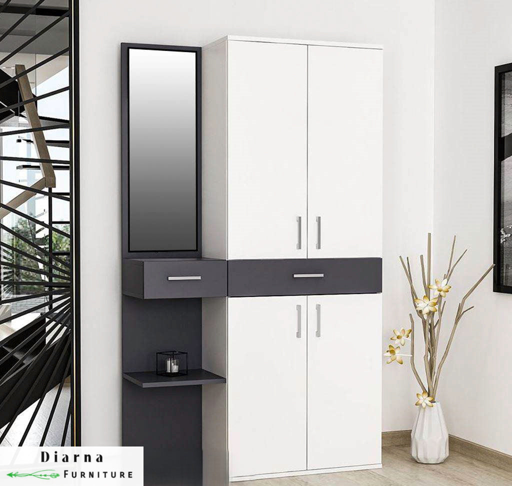 دولاب 105 سم - ابيض ورمادي