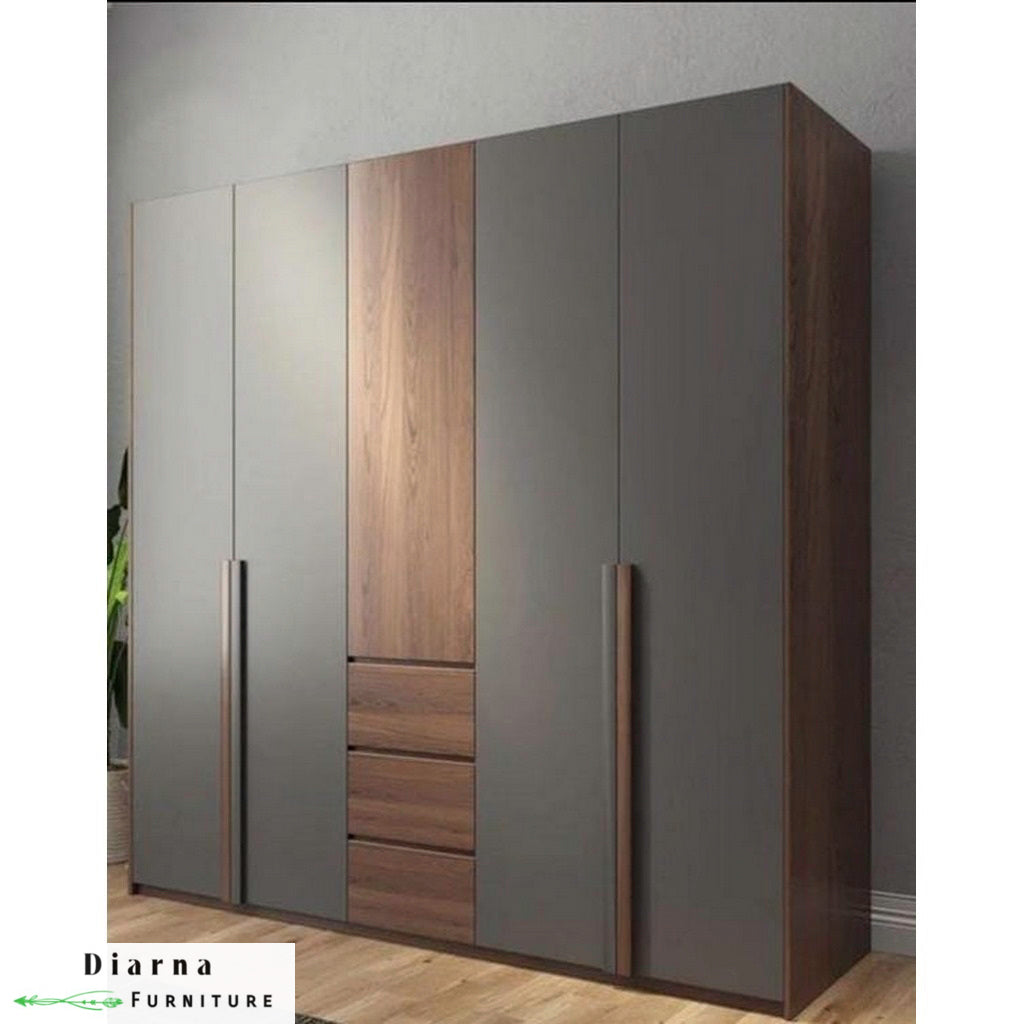 دولاب 220 سم - رمادي وبني