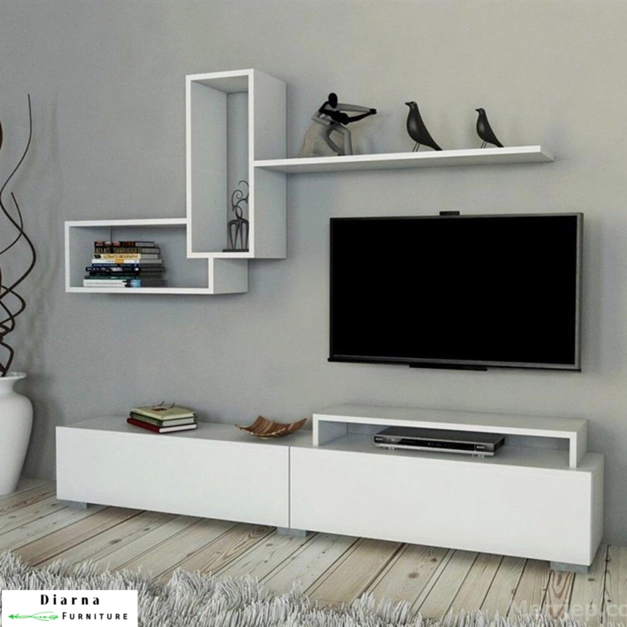 وحدة تليفزيون ام دي اف - ابيض