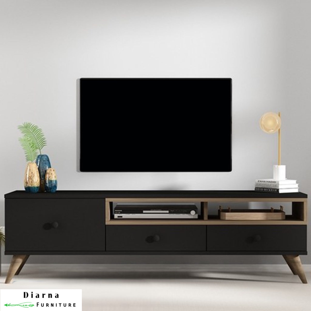 وحدة تليفزيون ام دي اف - اسود وبني