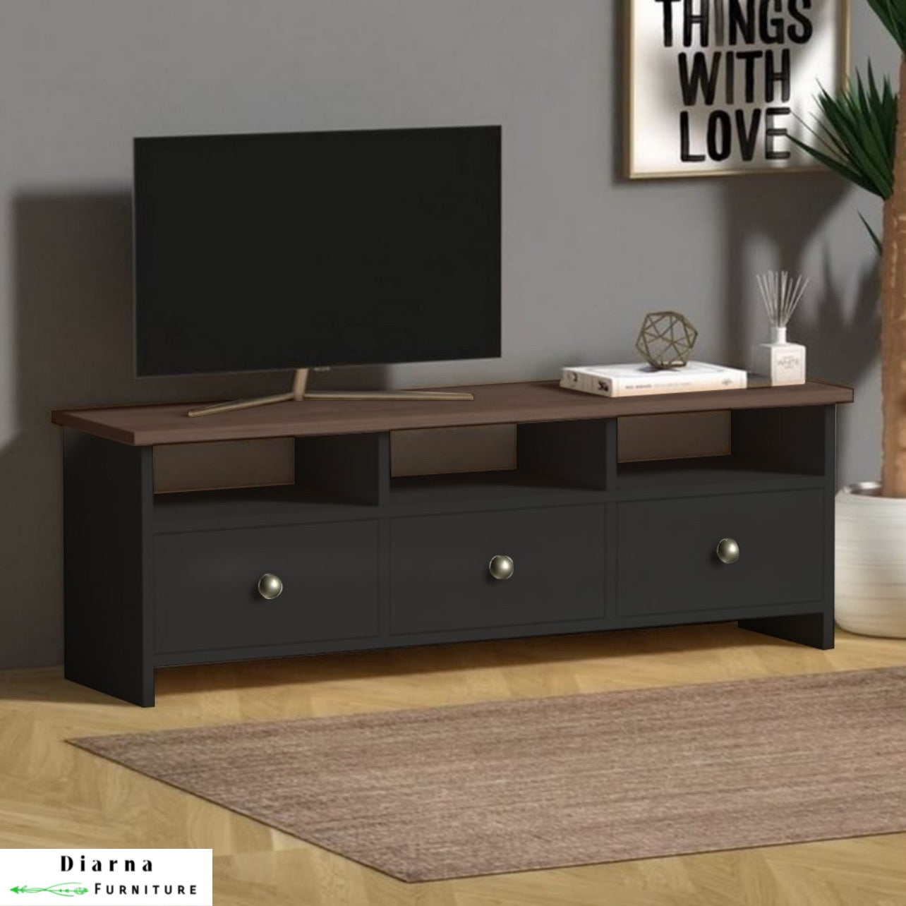 وحدة تليفزيون ام دي اف - ابيض وبيج