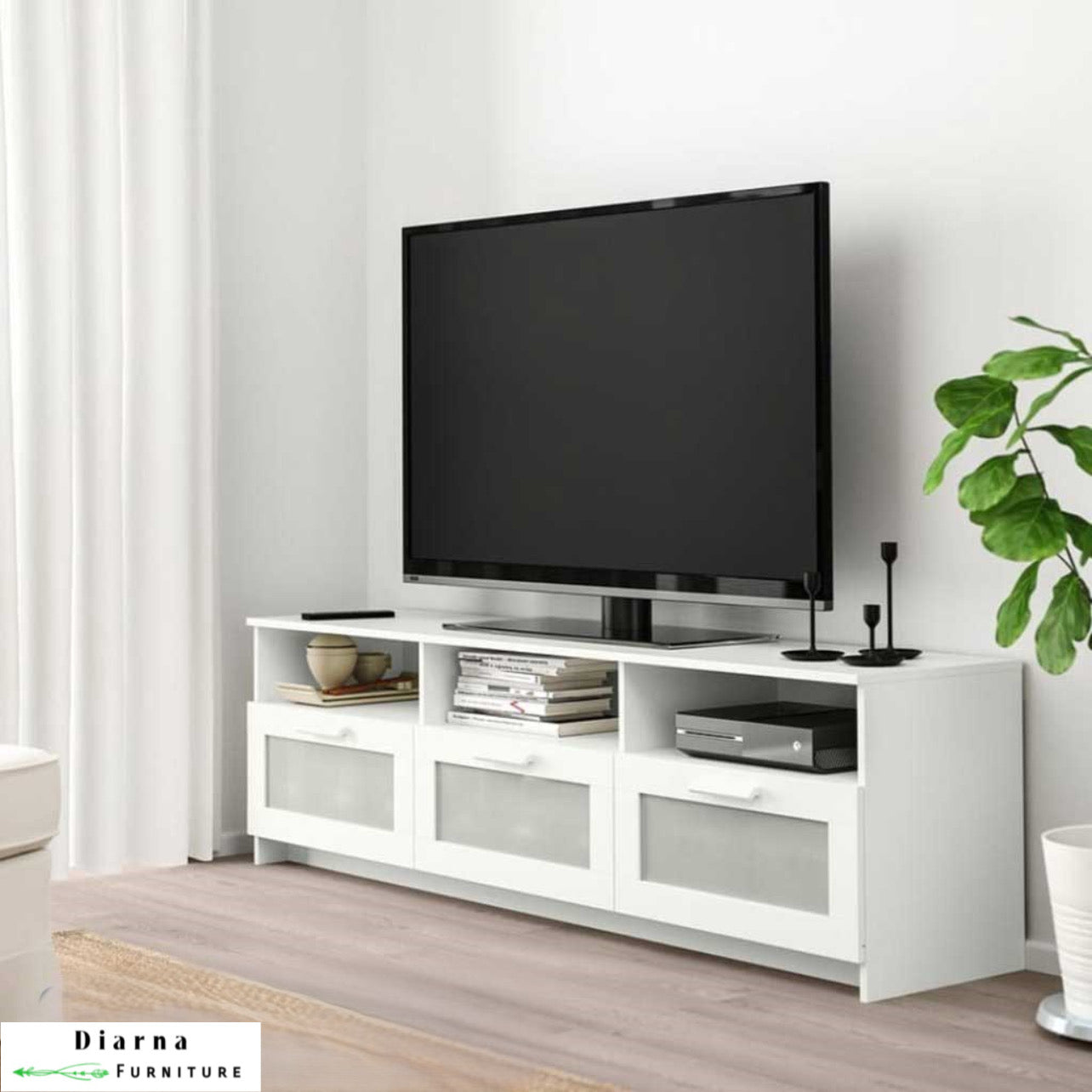 وحدة تليفزيون ام دي اف - ابيض ورمادي