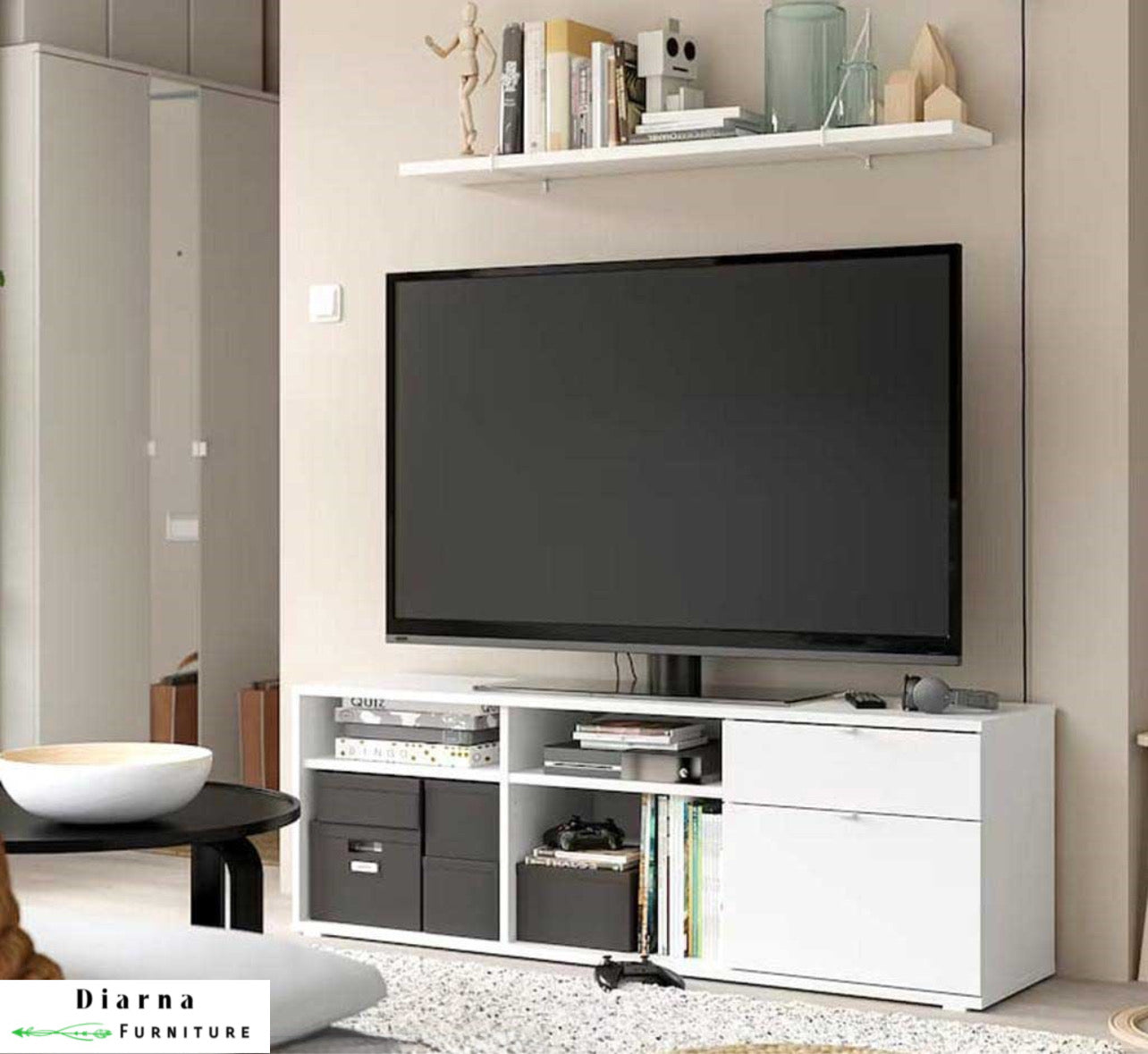 وحدة تليفزيون ام دي اف - ابيض