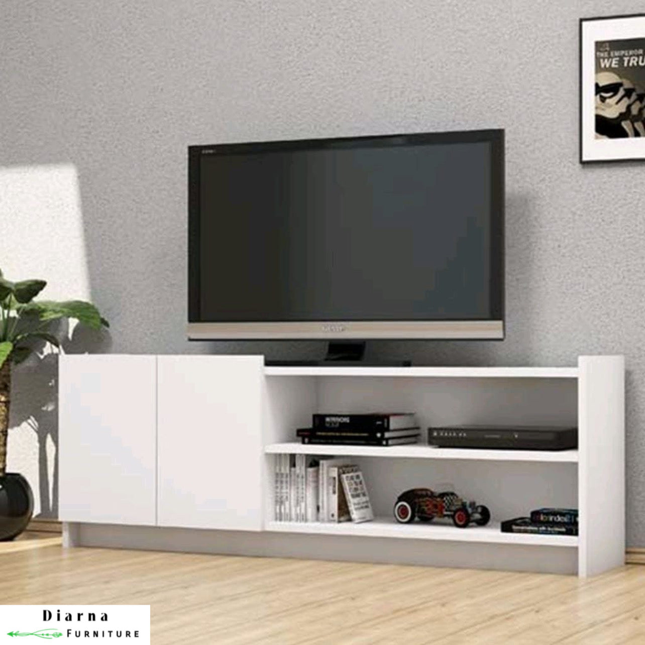 وحدة تليفزيون ام دي اف - ابيض