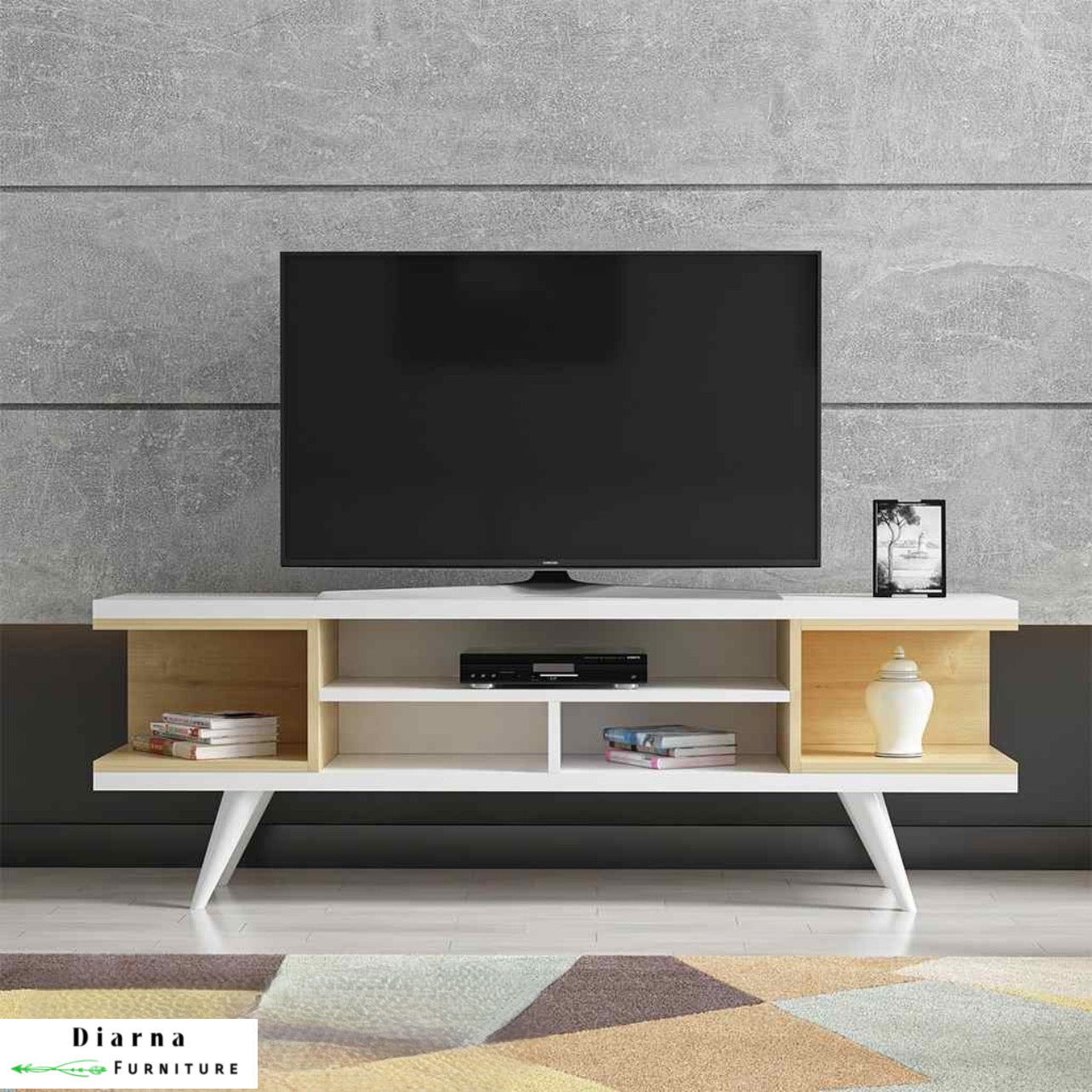 وحدة تليفزيون ام دي اف - ابيض وبيج