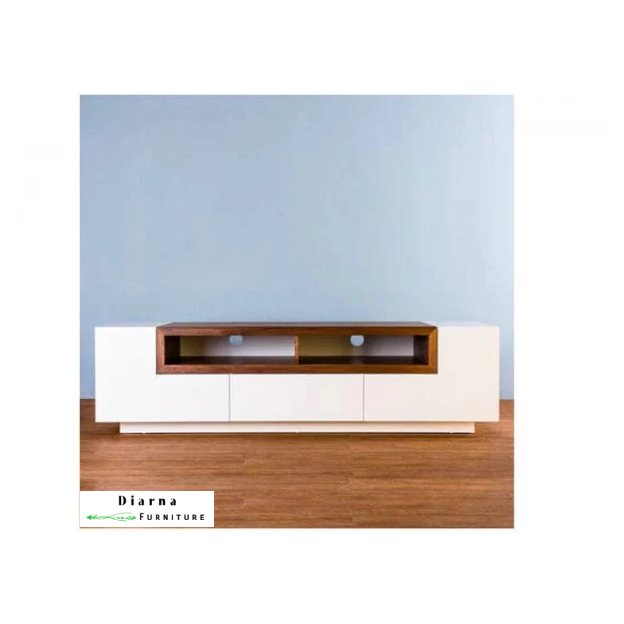 وحدة تليفزيون ام دي اف - ابيض وبني