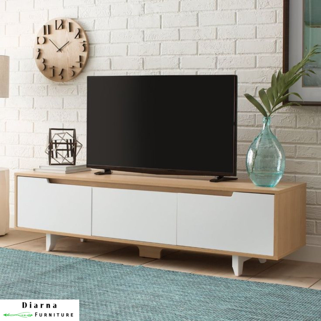 وحدة تليفزيون ام دي اف - ابيض وبيج