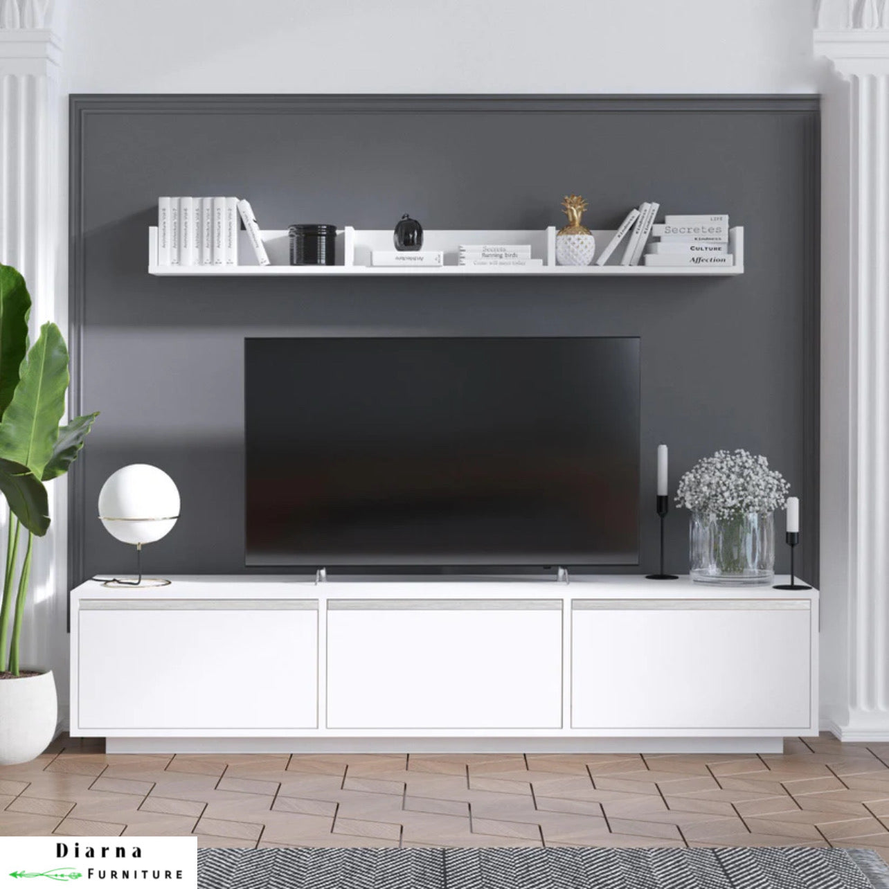 وحدة تليفزيون ام دي اف - ابيض