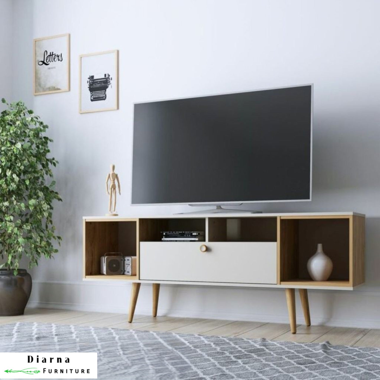 وحدة تلفزيون ام دي اف - بيج وابيض