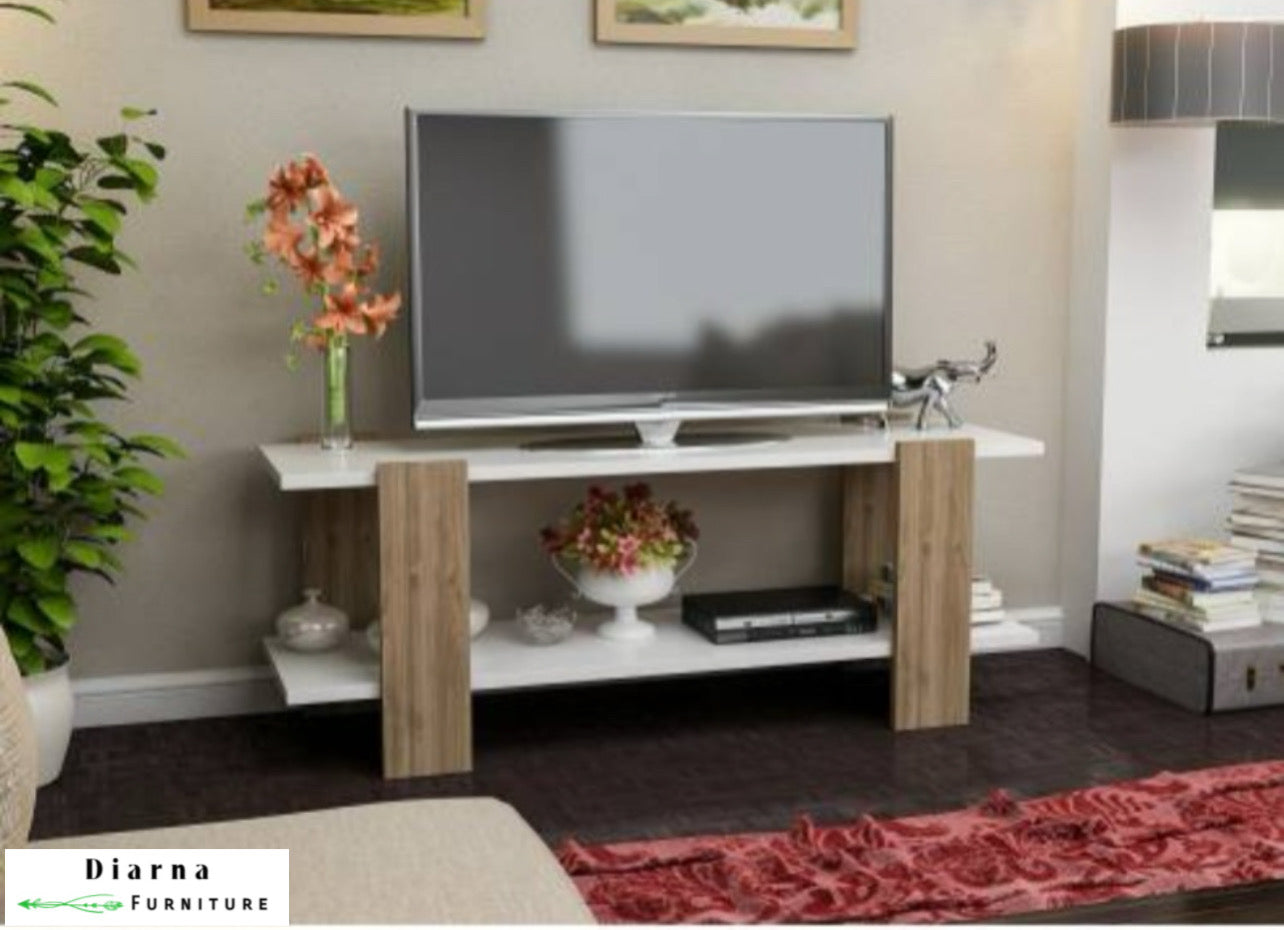 وحدة تليفزيون ام دي اف - ابيض وبيج