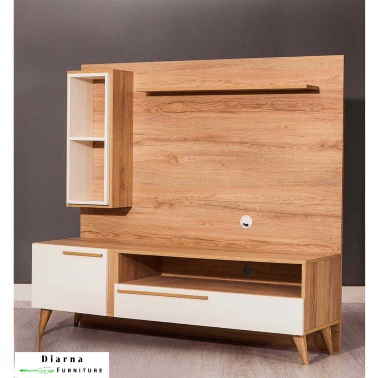 وحدة تليفزيون ام دي اف - ابيض وبيج