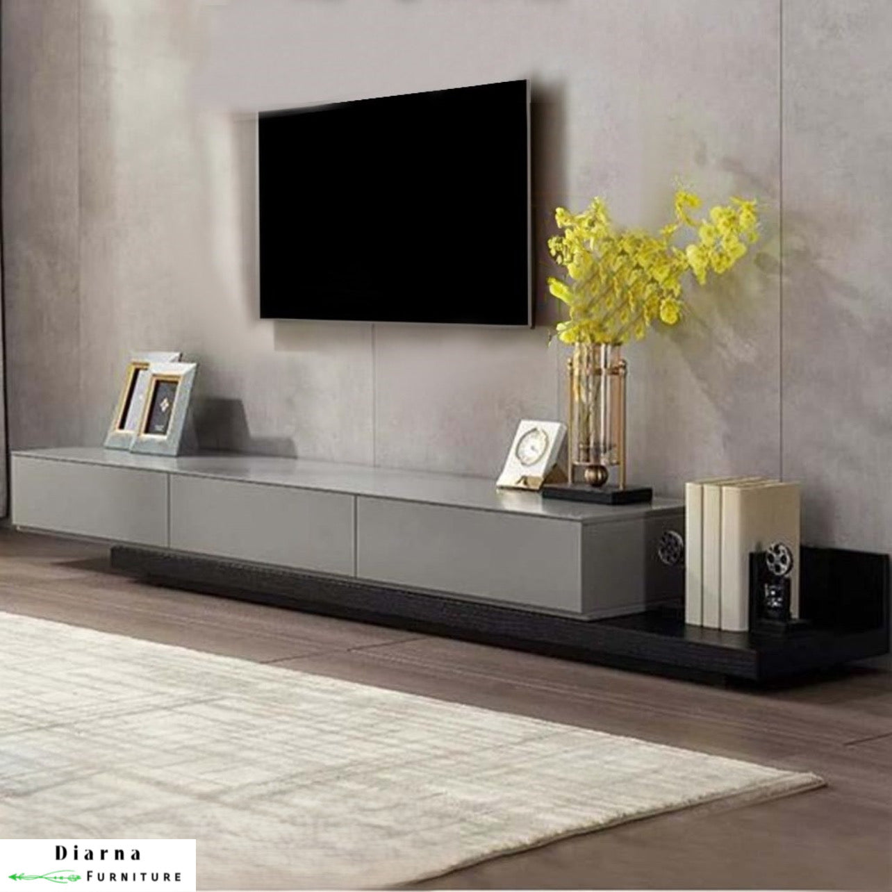 وحدة تليفزيون ام دي اف - رمادي واسود