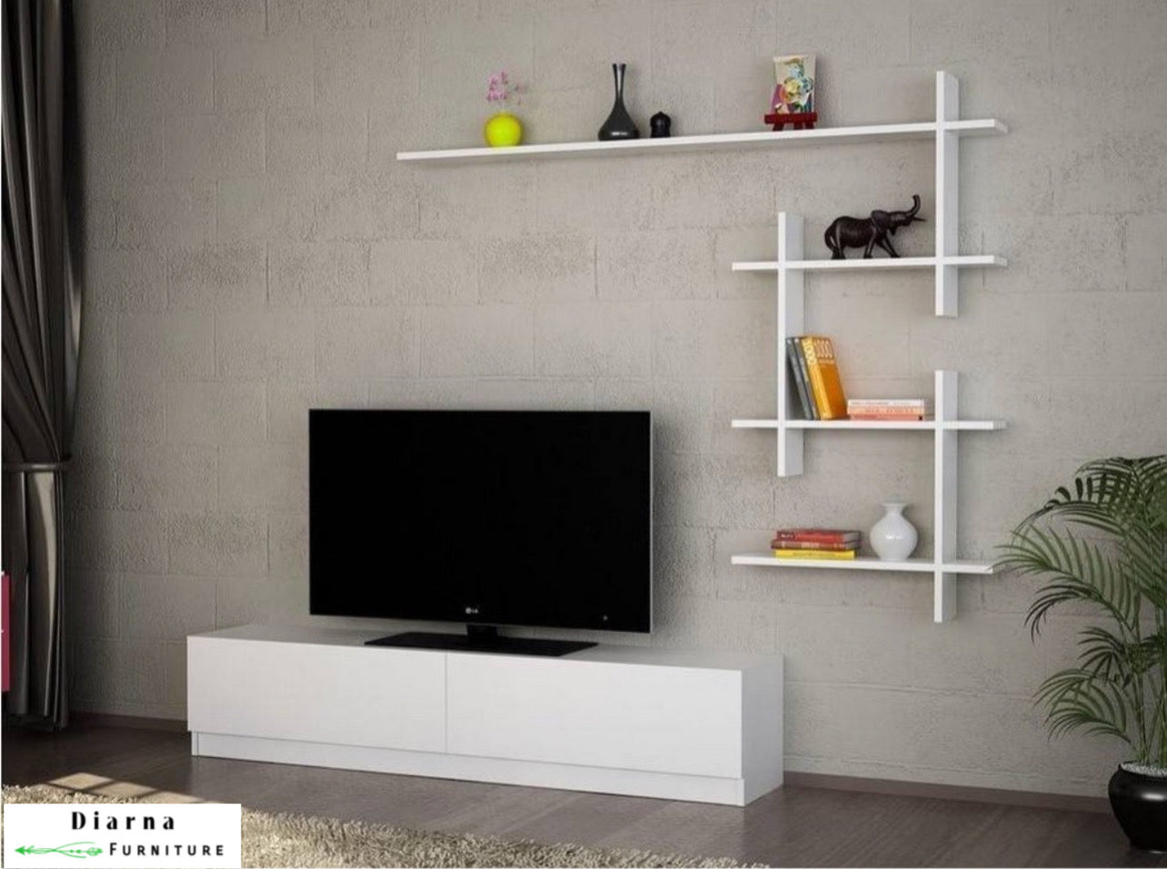 وحدة تليفزيون ام دي اف - ابيض