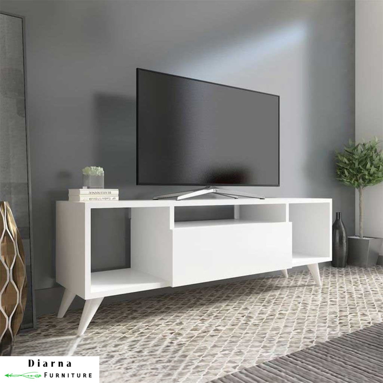 وحدة تليفزيون ام دي اف - ابيض