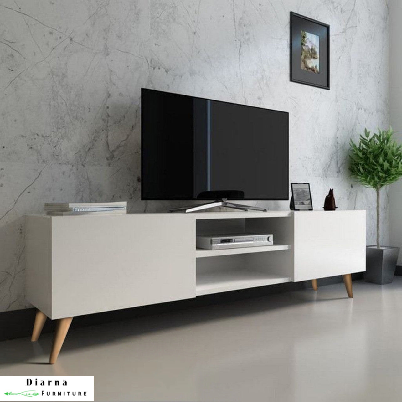 وحدة تليفزيون ام دي اف - ابيض