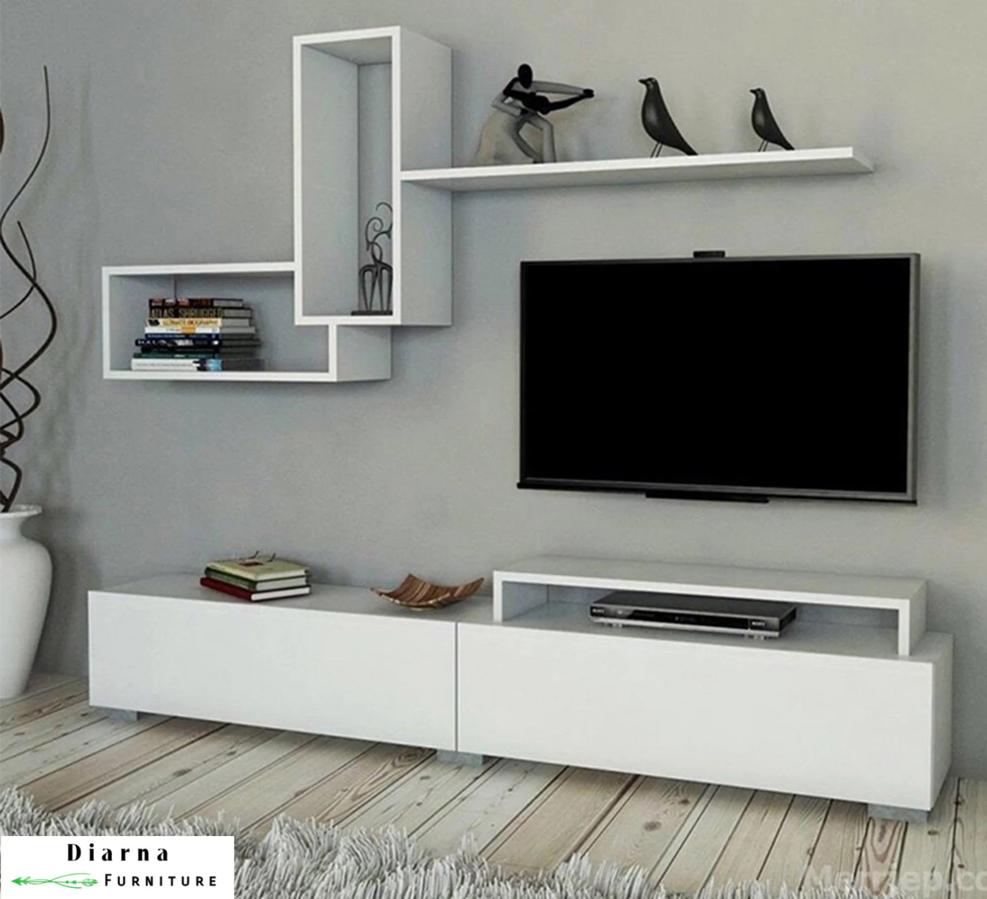 وحدة تليفزيون ام دي اف - ابيض