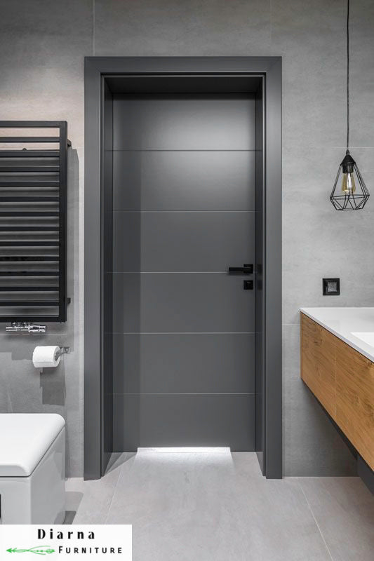 باب حمام ام دي اف وخشب موسكي - رمادي